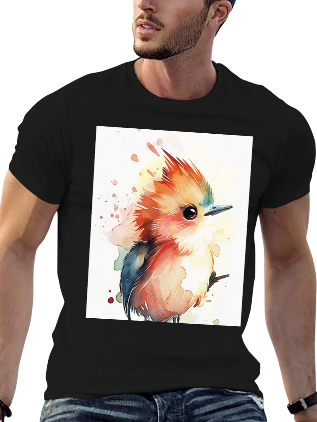 Watercolor Bird Graphic T-Shirt