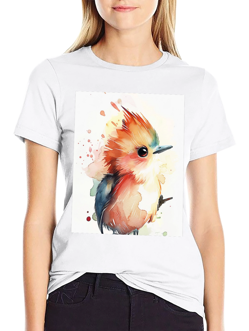 Watercolor Bird Graphic T-Shirt