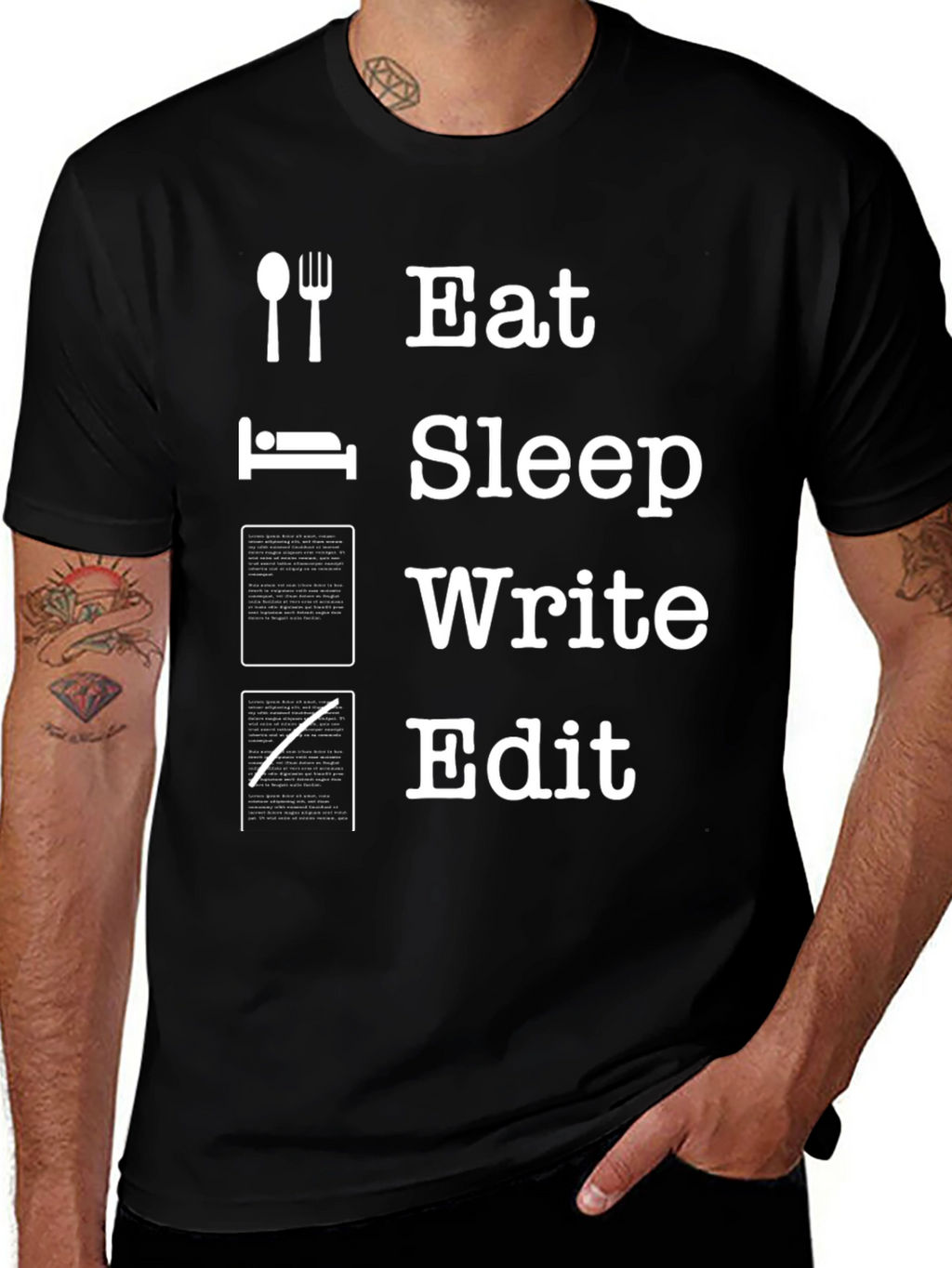 Eat Sleep Write Edit T-Shirt - Writers Life Tee