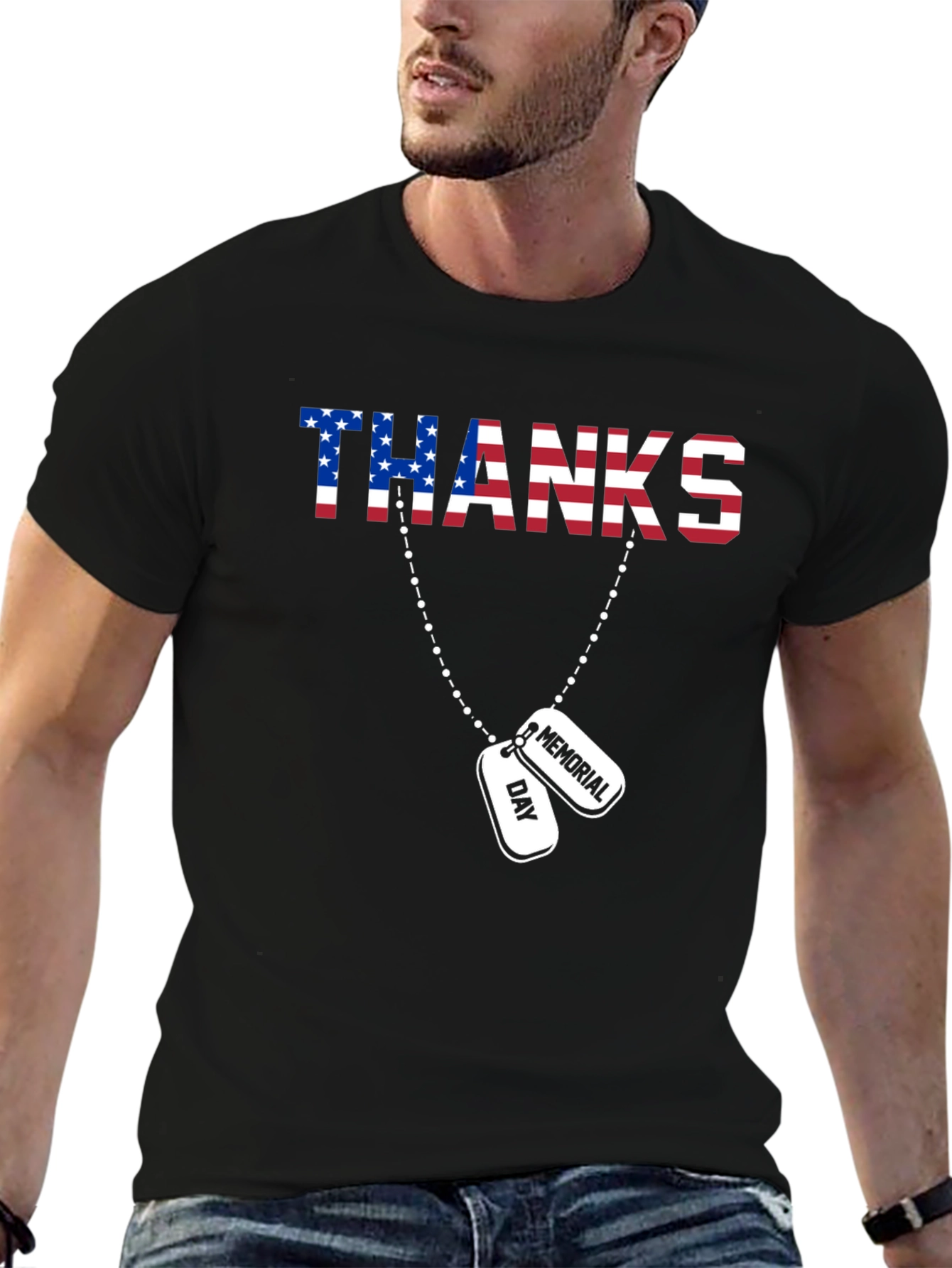 Memorial Day Thanks T-Shirt - Patriotic American Flag Design