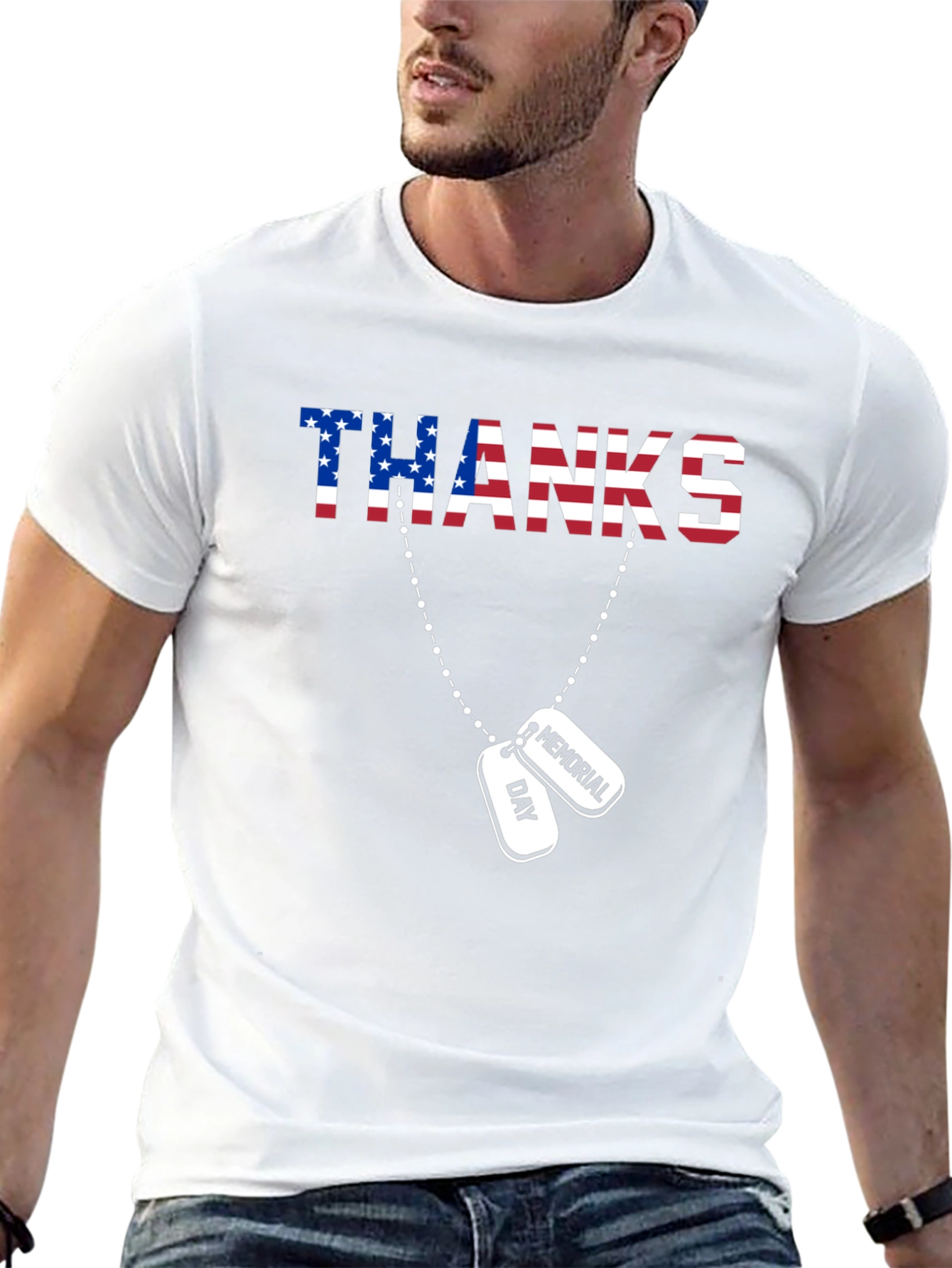 Memorial Day Thanks T-Shirt - Patriotic American Flag Design