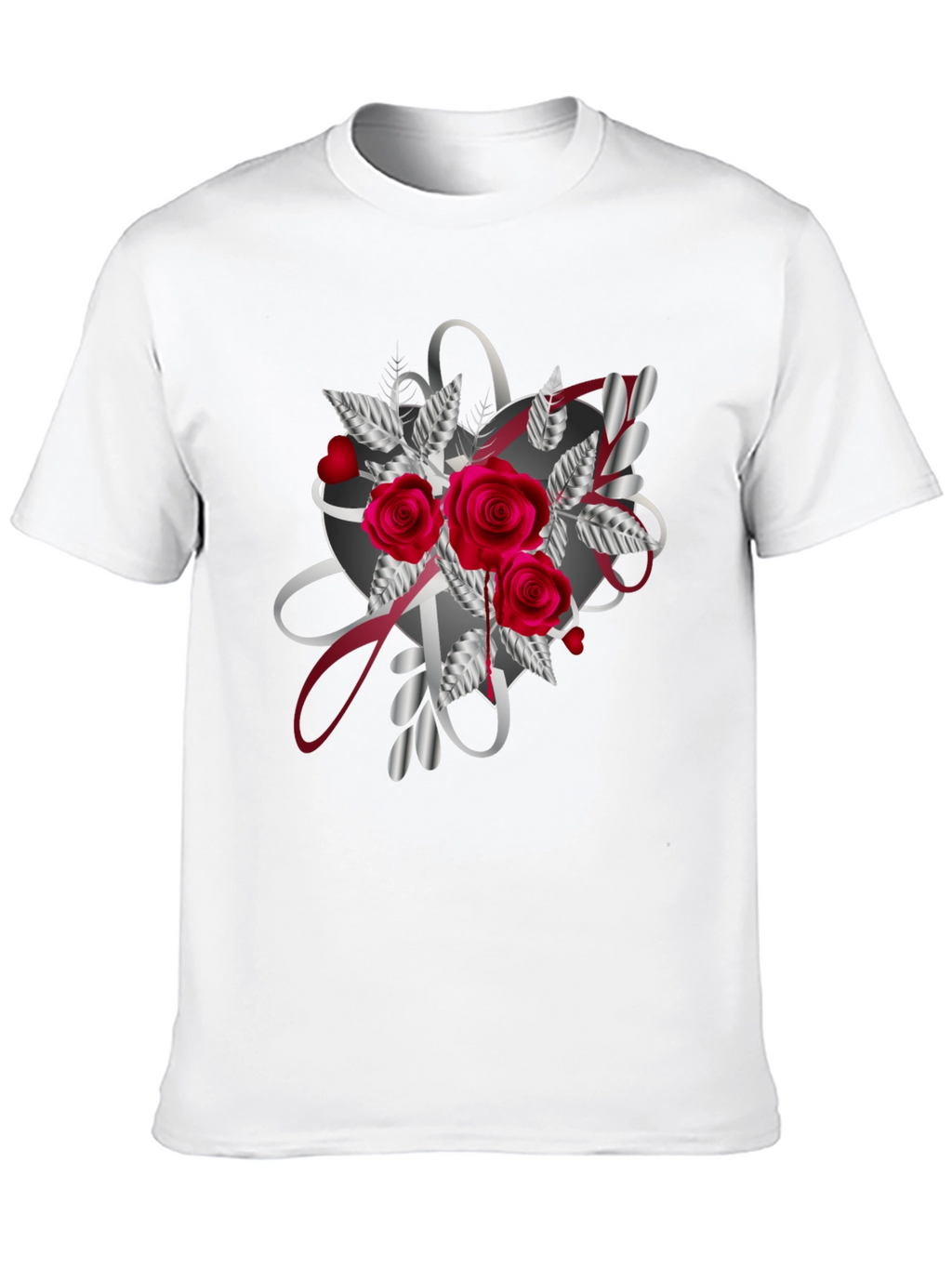 Romantic Rose Heart Graphic T-Shirt