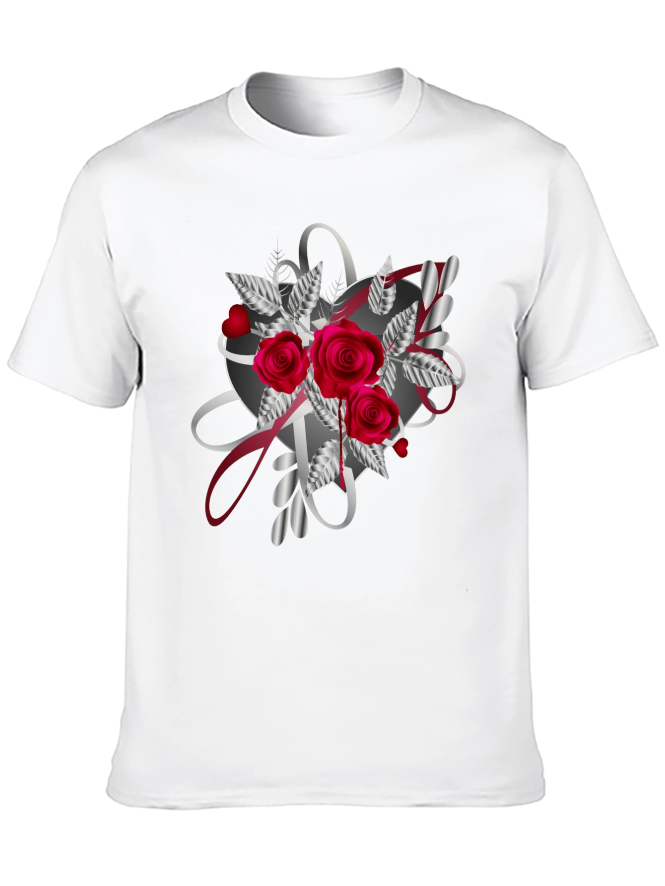 Romantic Rose Heart Graphic T-Shirt
