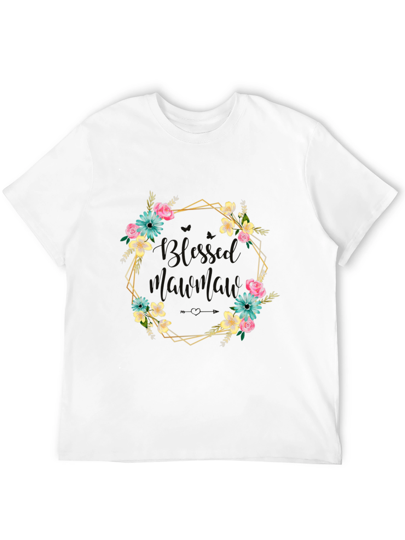 Floral Wreath Graphic T-Shirt - Black