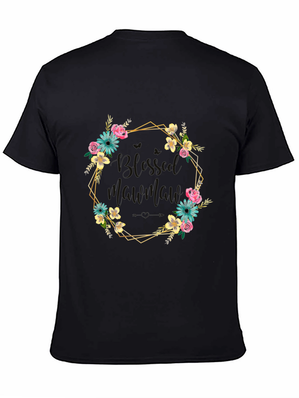 Floral Wreath Graphic T-Shirt - Black