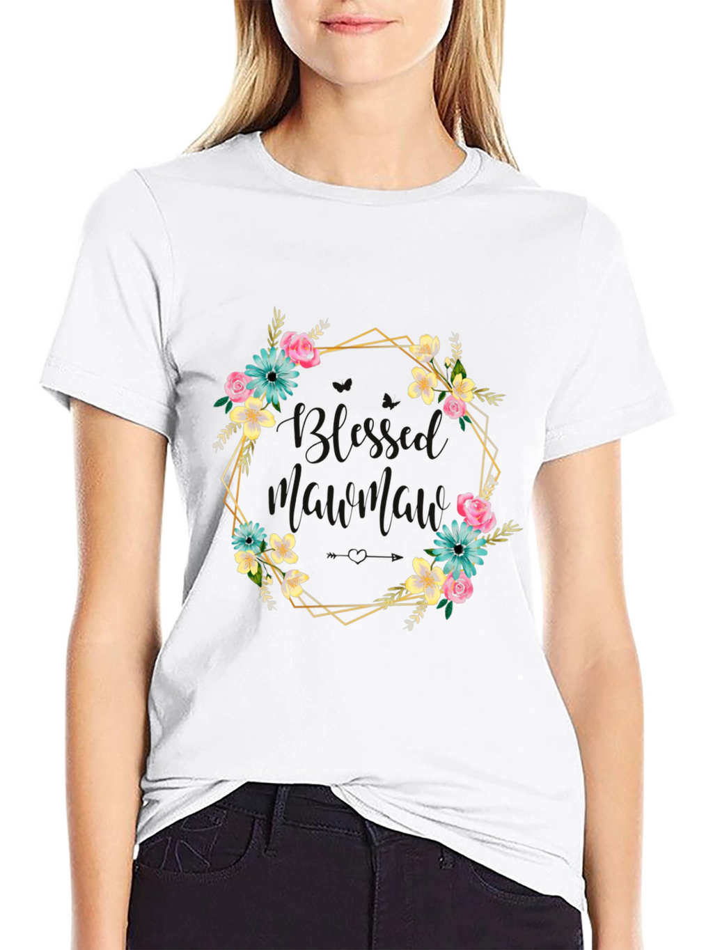 Floral Wreath Graphic T-Shirt - Black