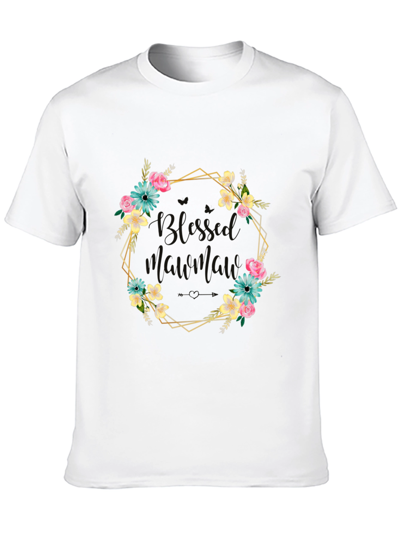 Floral Wreath Graphic T-Shirt - Black