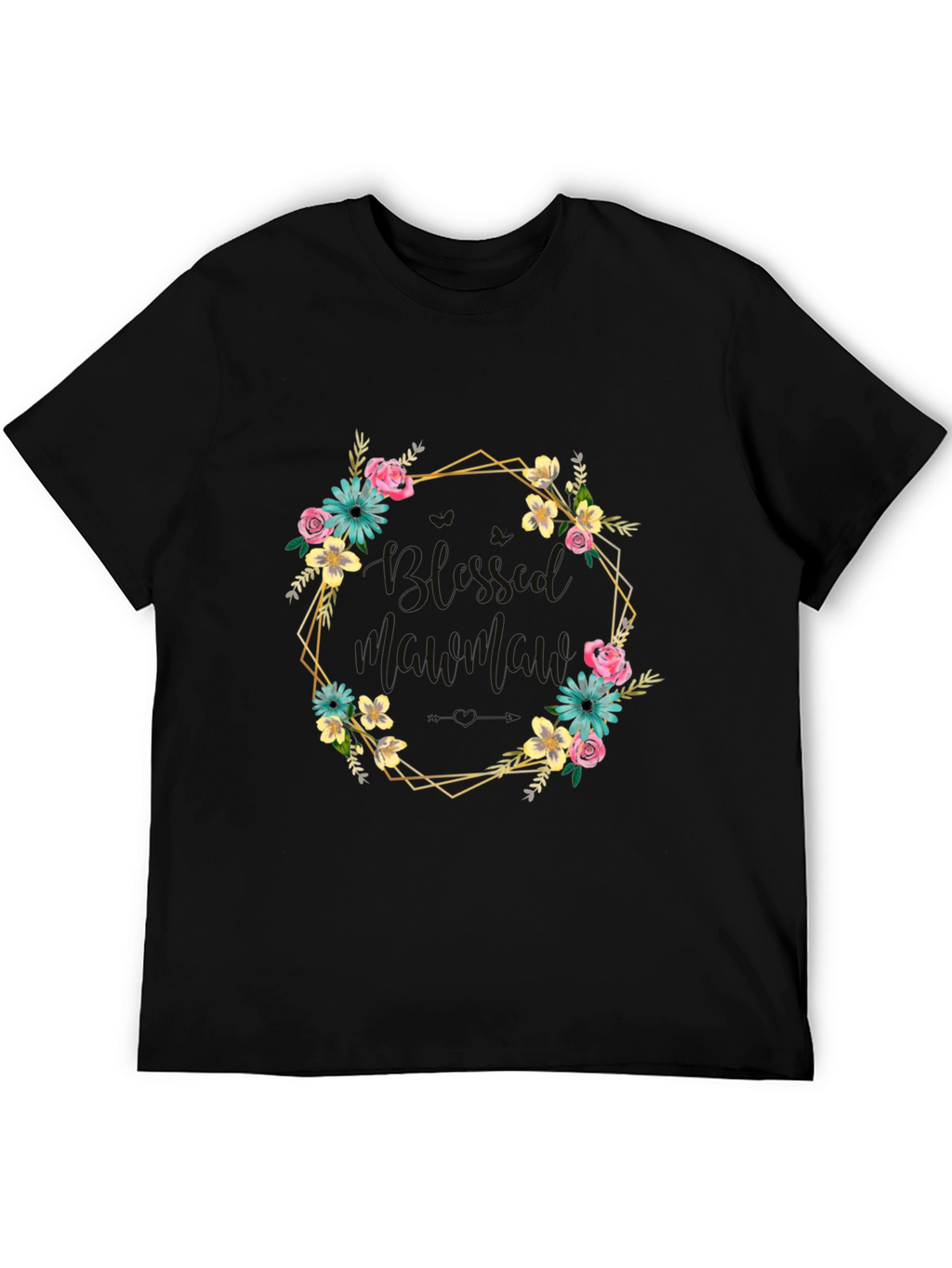 Floral Wreath Graphic T-Shirt - Black