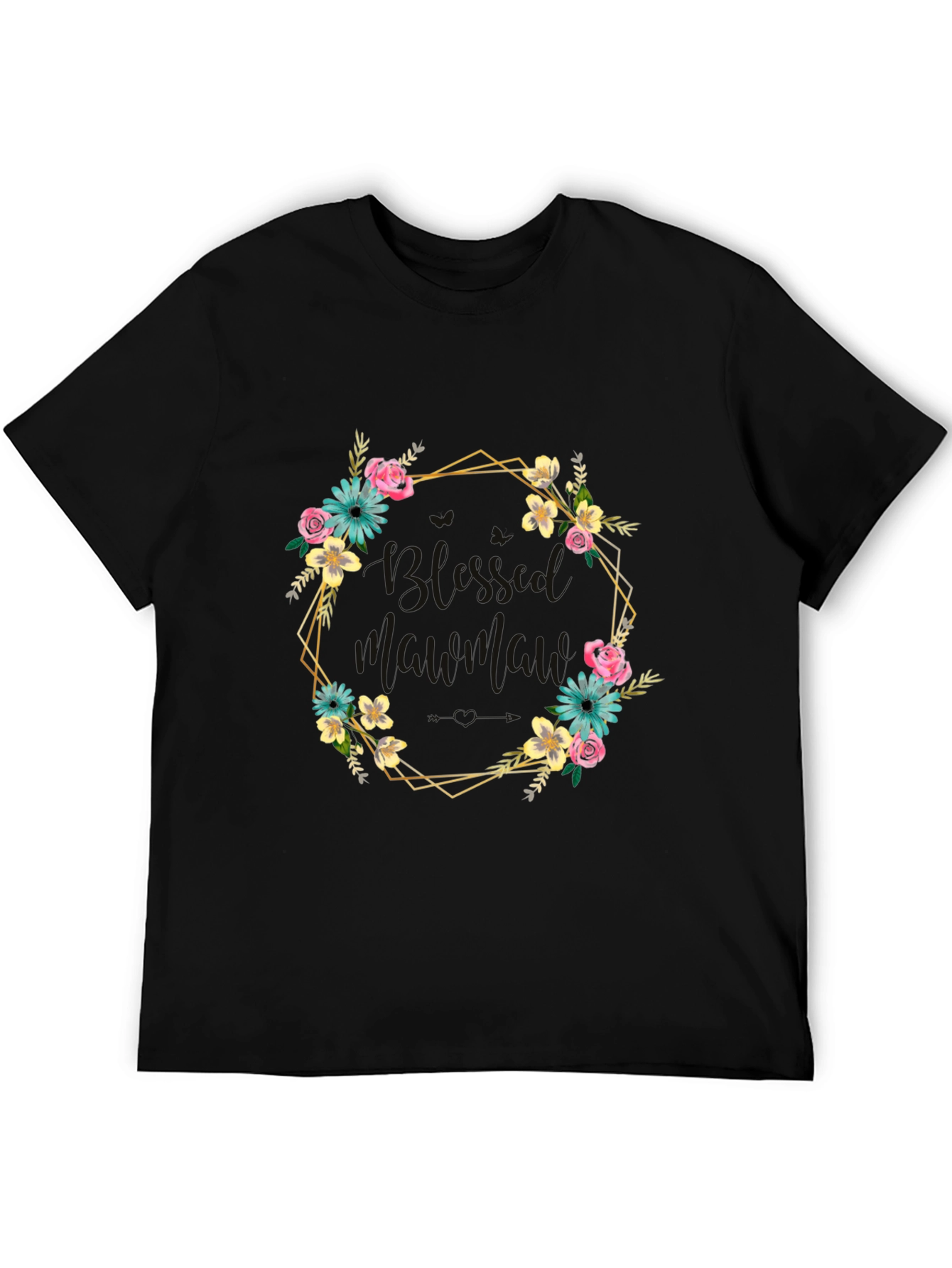 Floral Wreath Graphic T-Shirt - Black