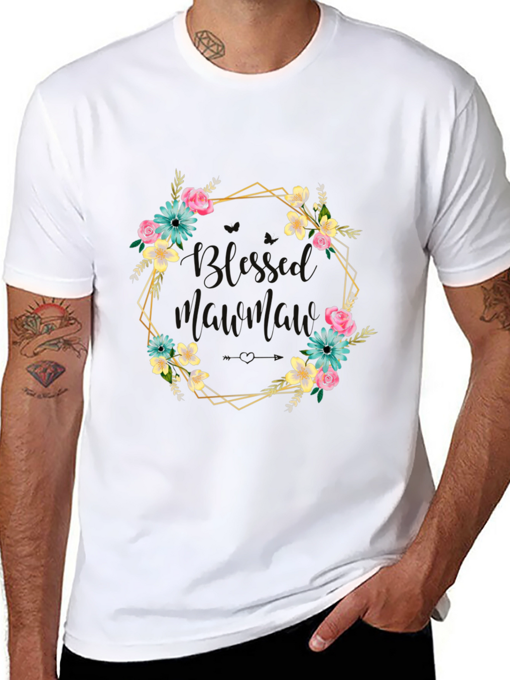 Floral Wreath Graphic T-Shirt - Black
