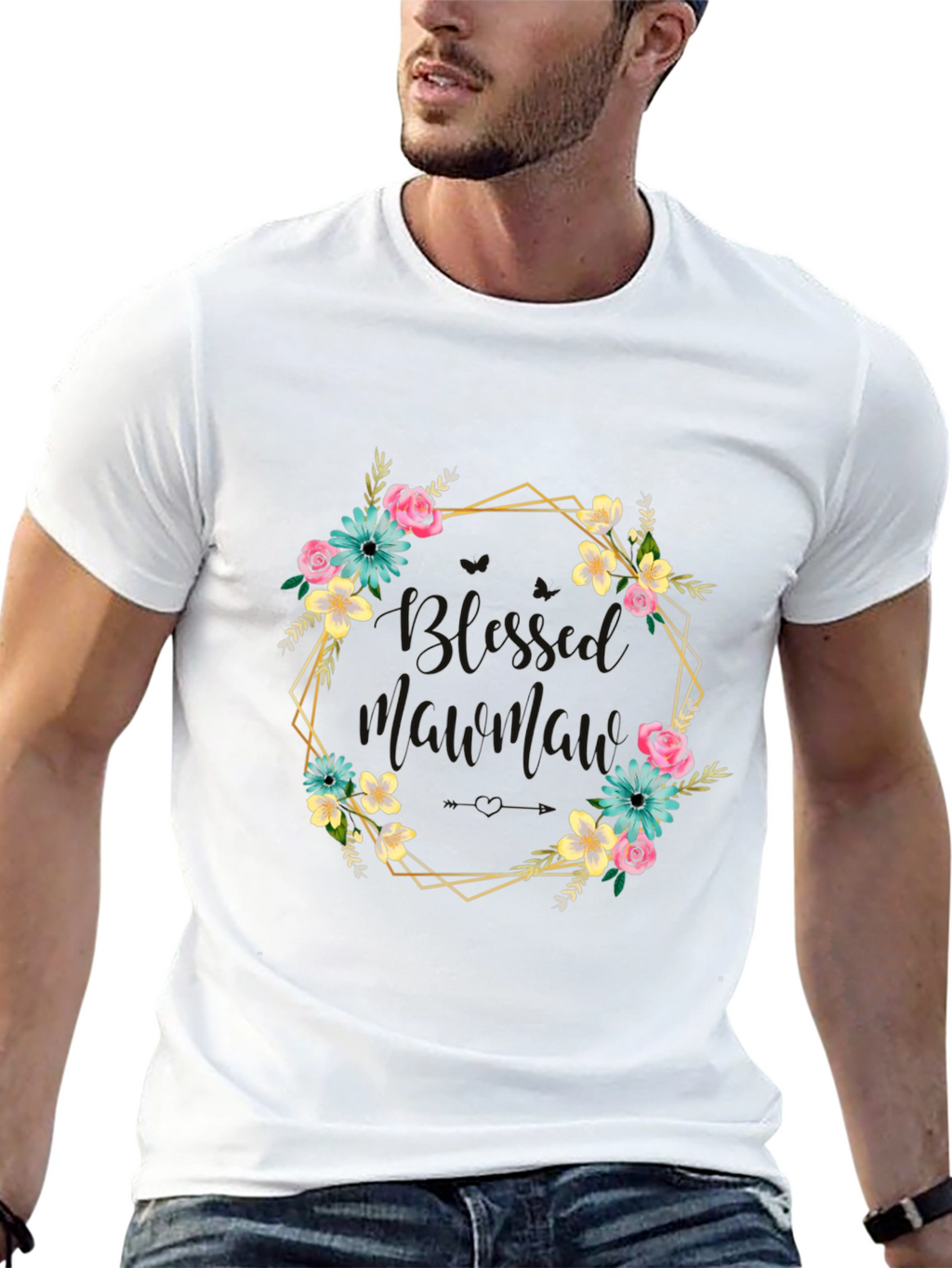 Floral Wreath Graphic T-Shirt - Black