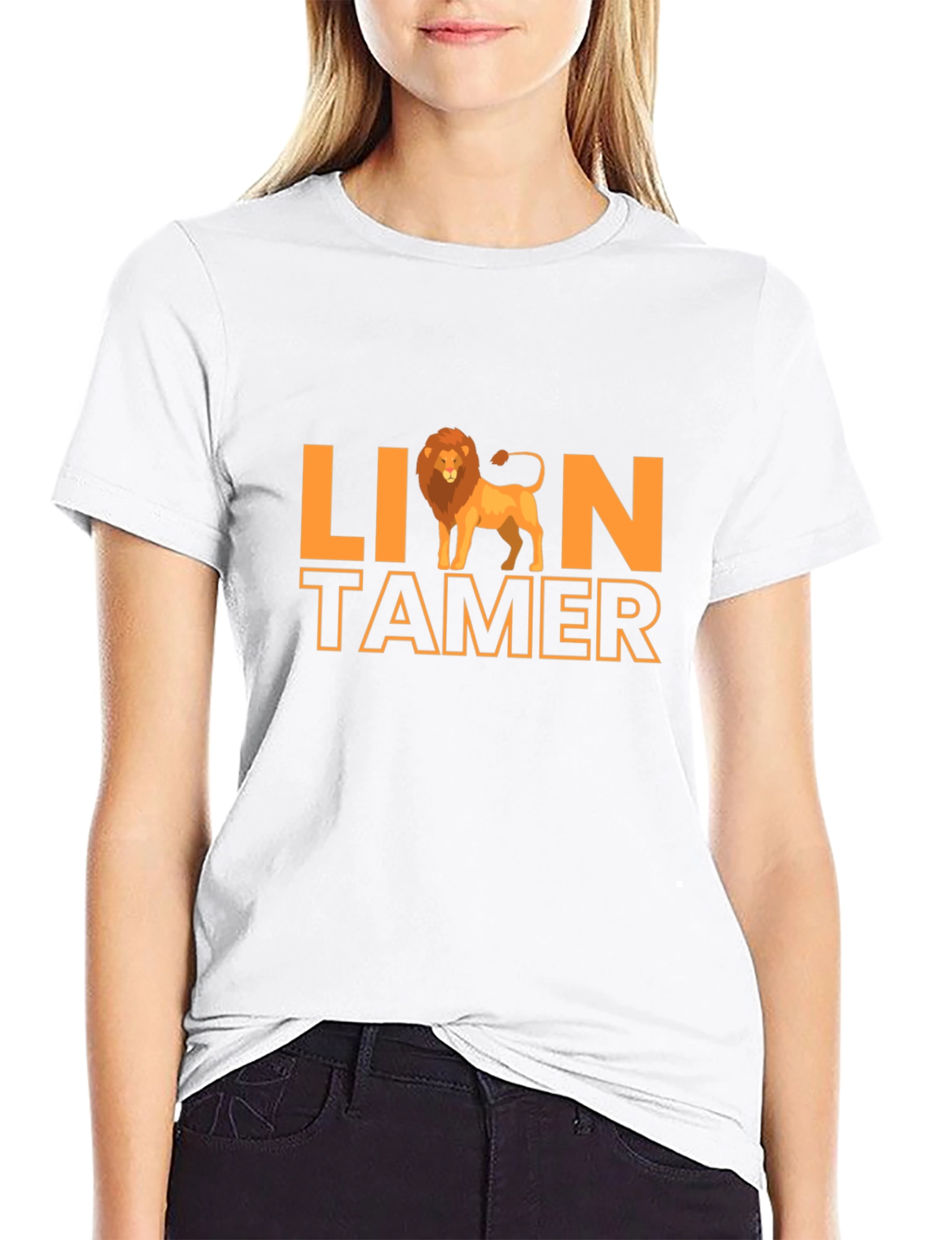 Lion Tamer Graphic Print Black T-Shirt