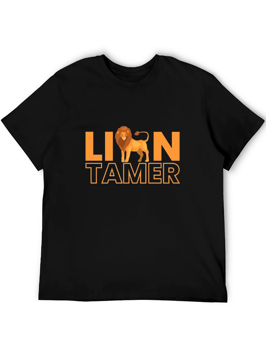 Lion Tamer Graphic Print Black T-Shirt
