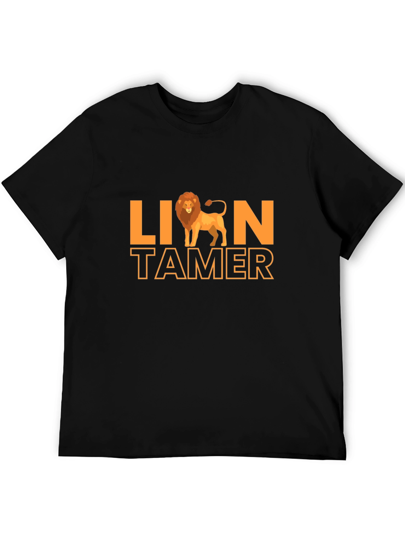 Lion Tamer Graphic Print Black T-Shirt