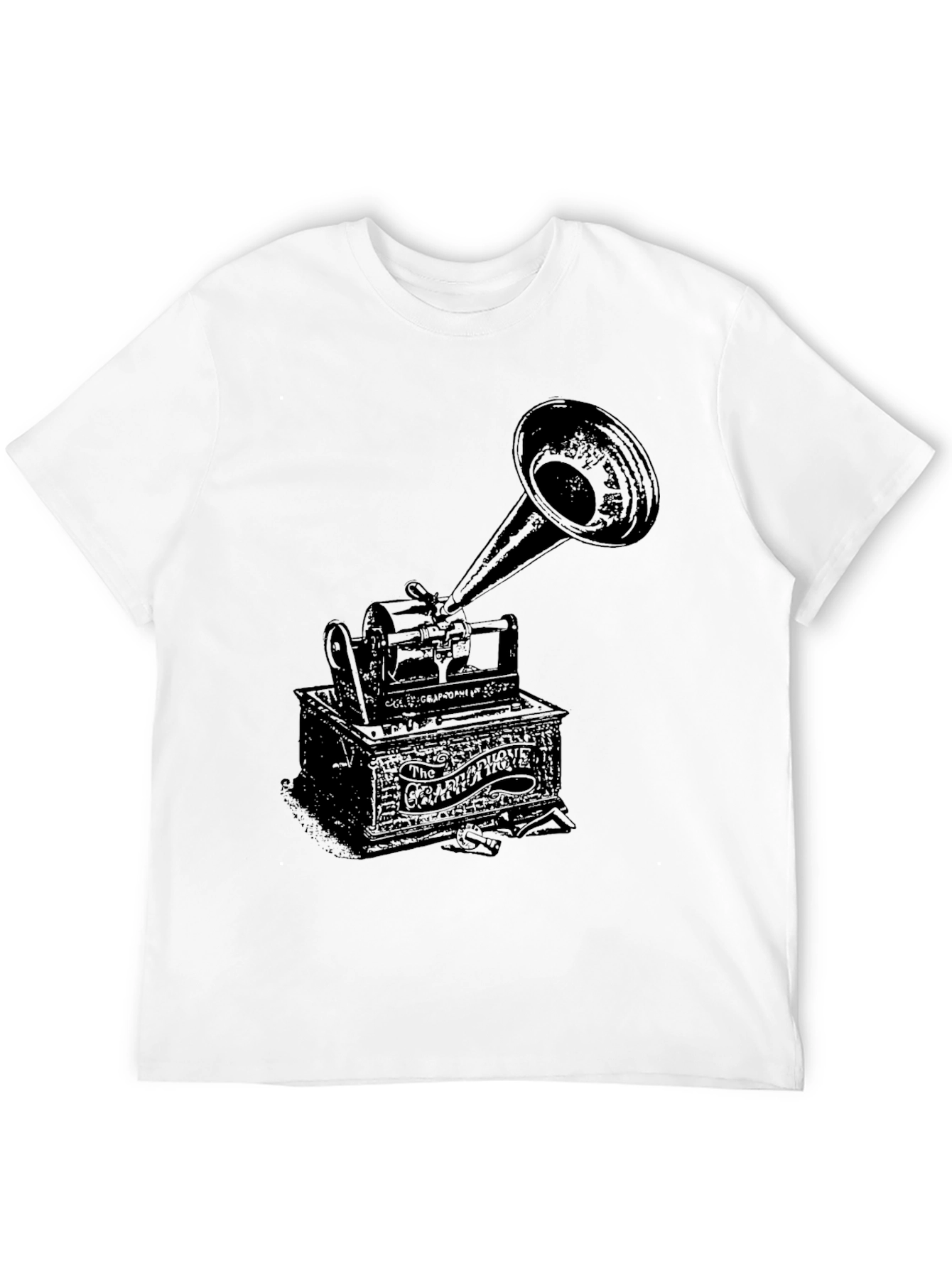 Vintage Gramophone Graphic Tee - Classic Style