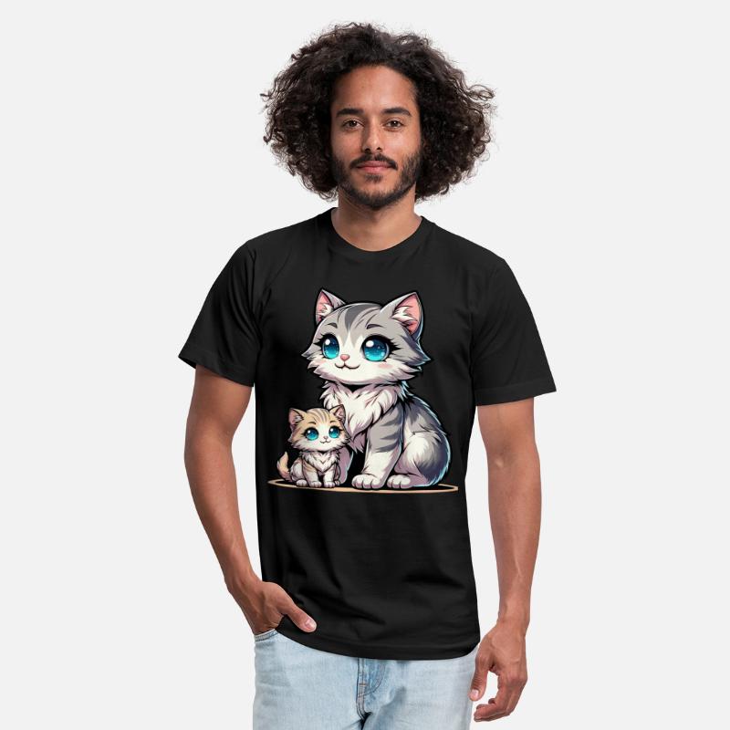 Adorable Mother And Kitten Duo Illustration Cute