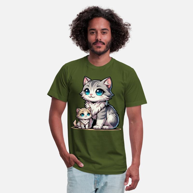 Adorable Mother And Kitten Duo Illustration Cute