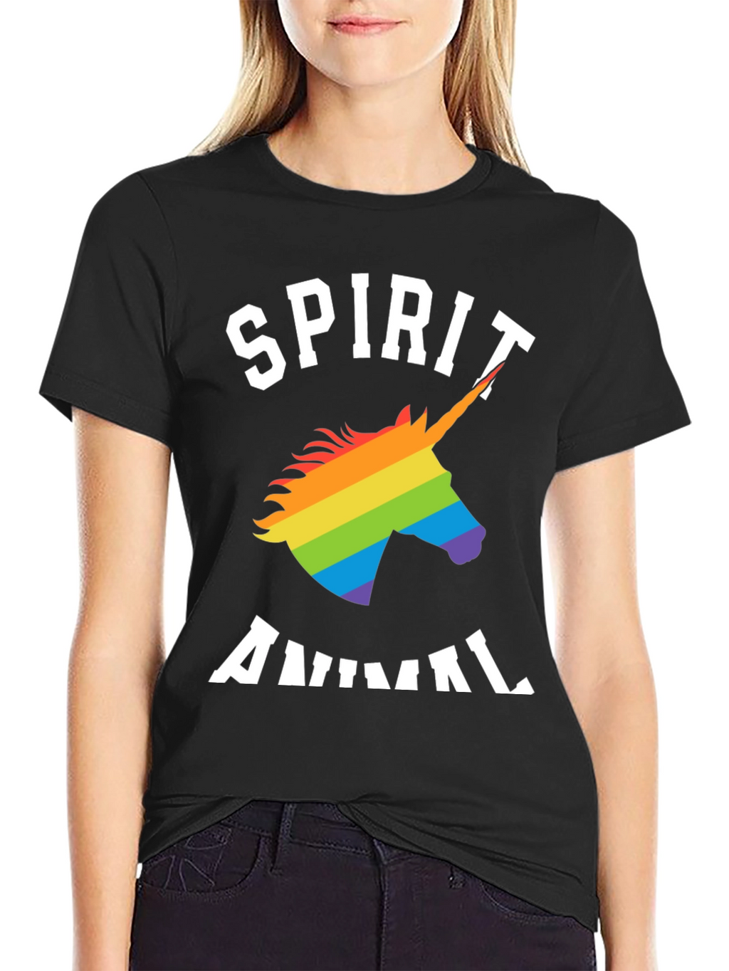 Spirit Animal Rainbow Unicorn Graphic T-Shirt