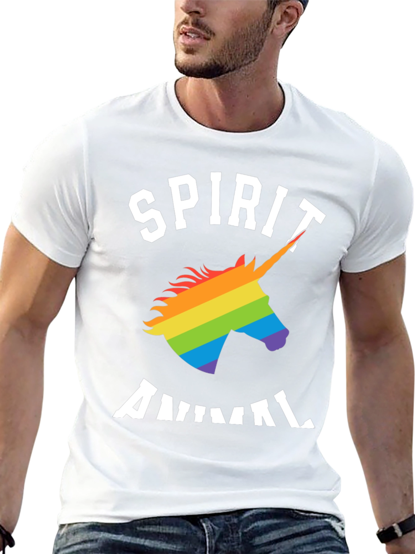 Spirit Animal Rainbow Unicorn Graphic T-Shirt