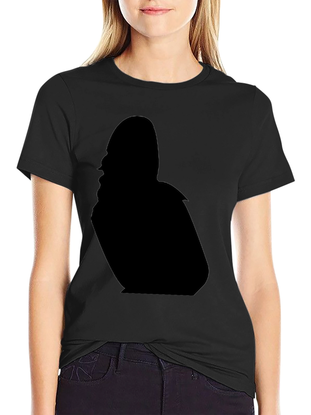 Black T-Shirt with Silhouette Design