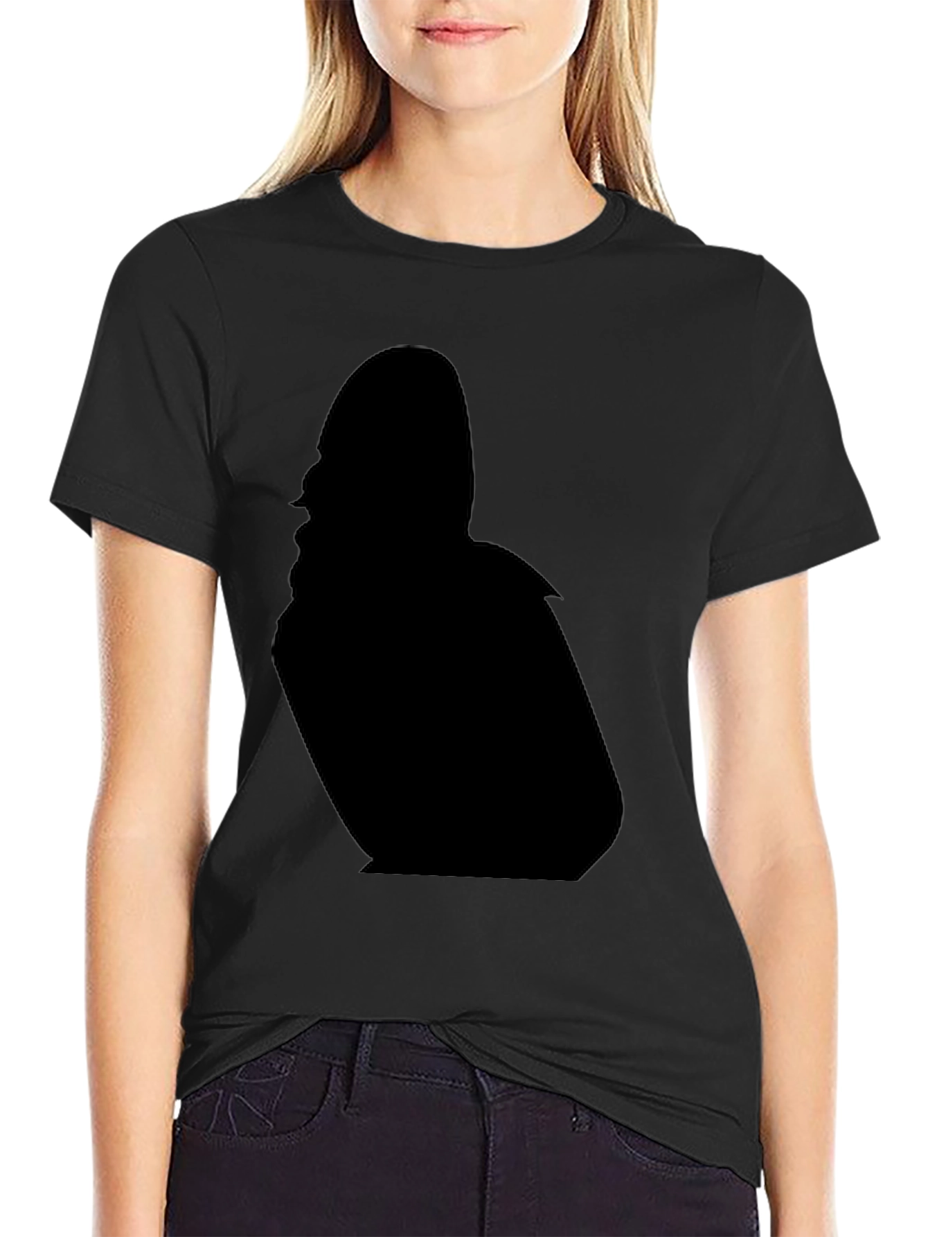 Black T-Shirt with Silhouette Design