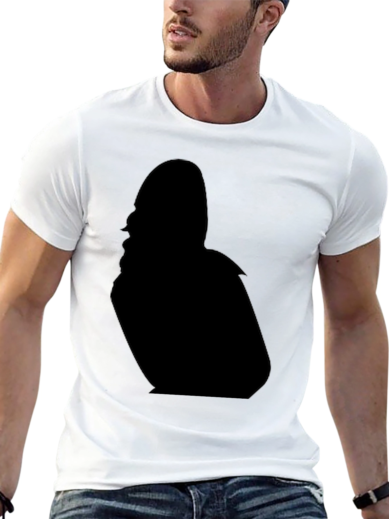 Black T-Shirt with Silhouette Design