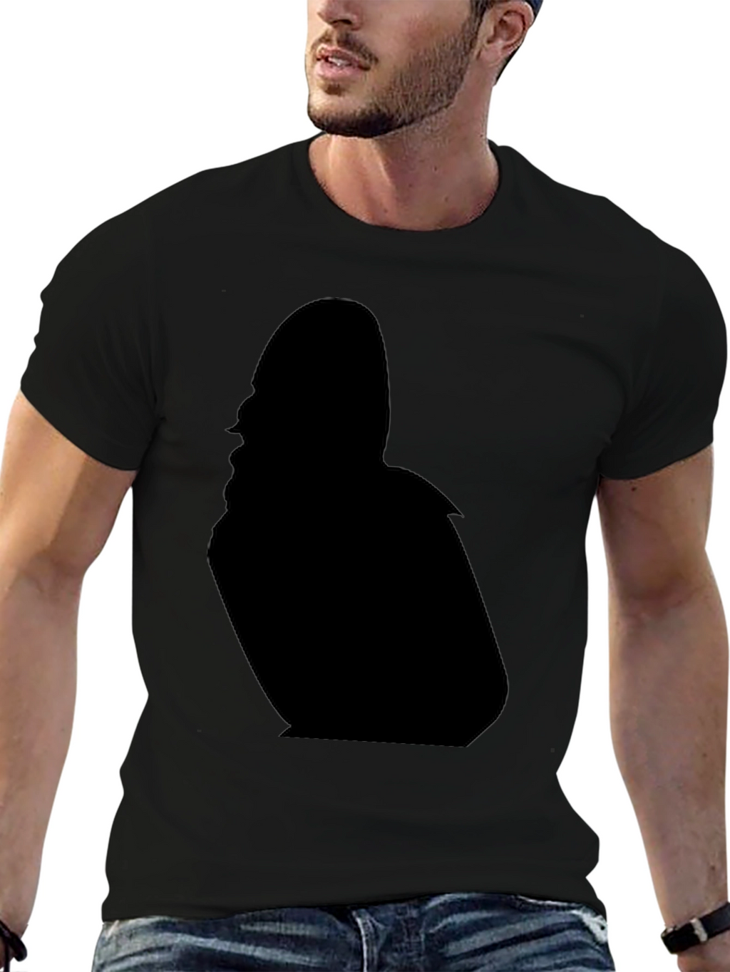 Black T-Shirt with Silhouette Design