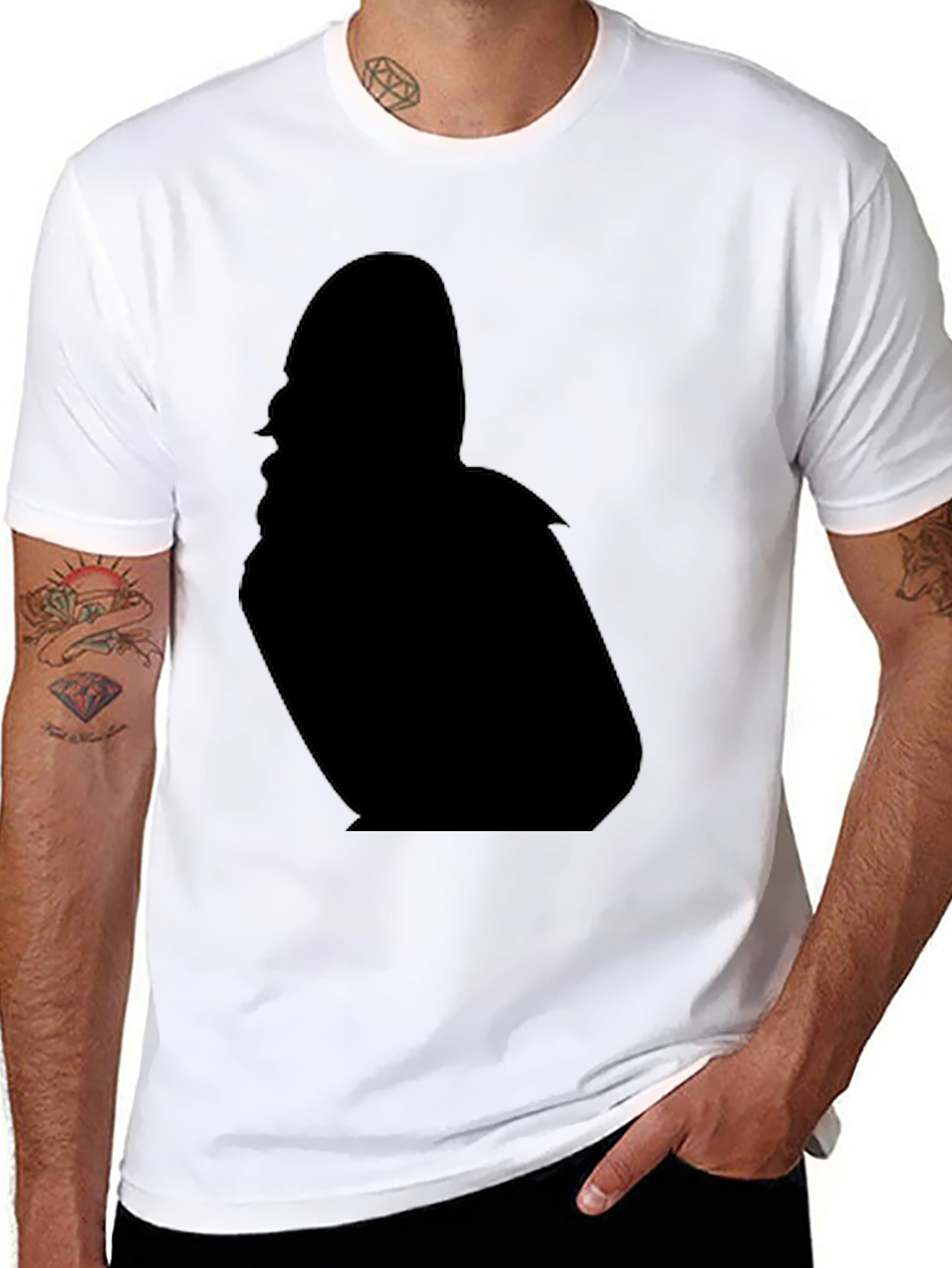 Black T-Shirt with Silhouette Design