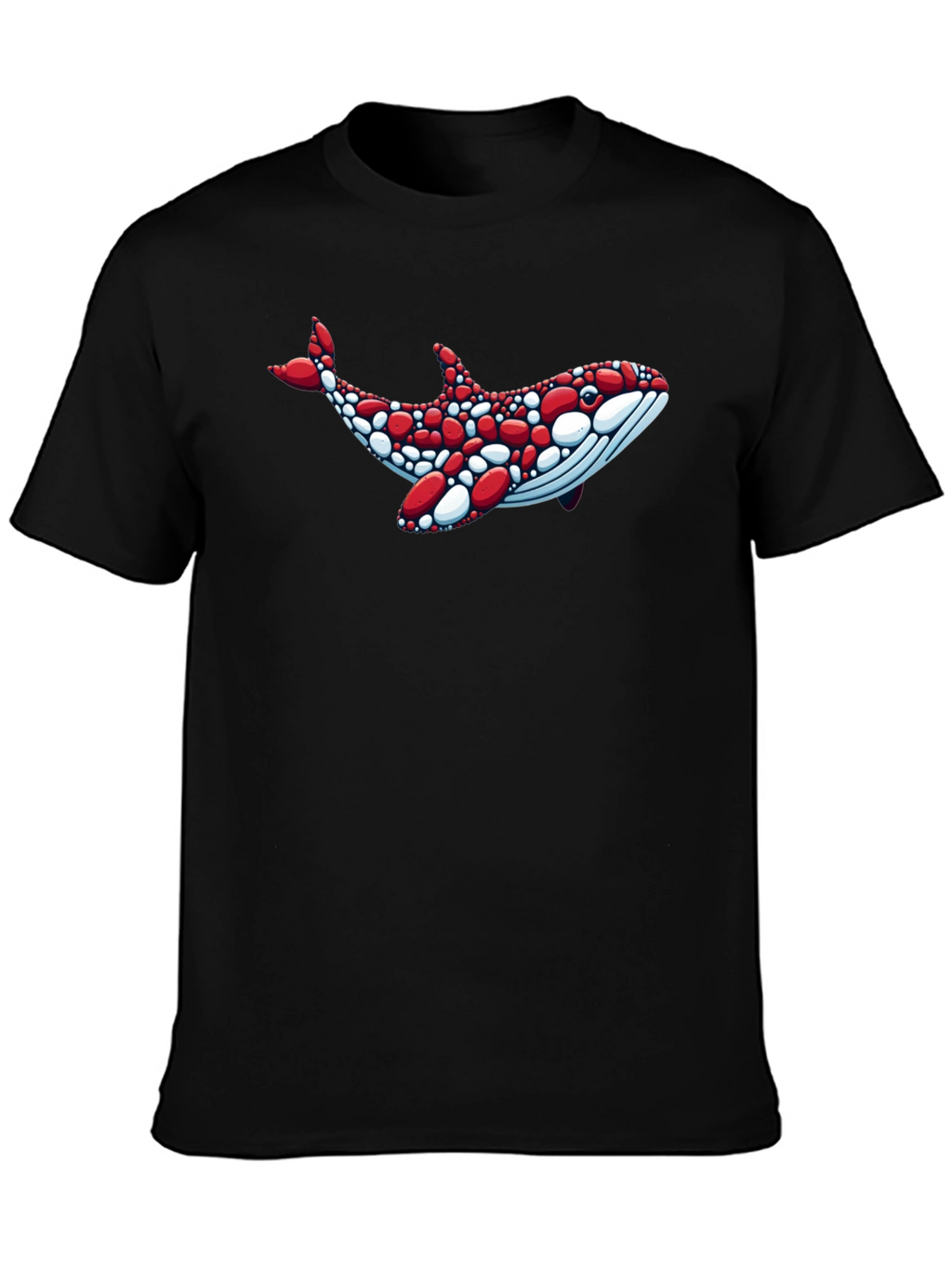 Whale Graphic Tee - Unique Red & White Design