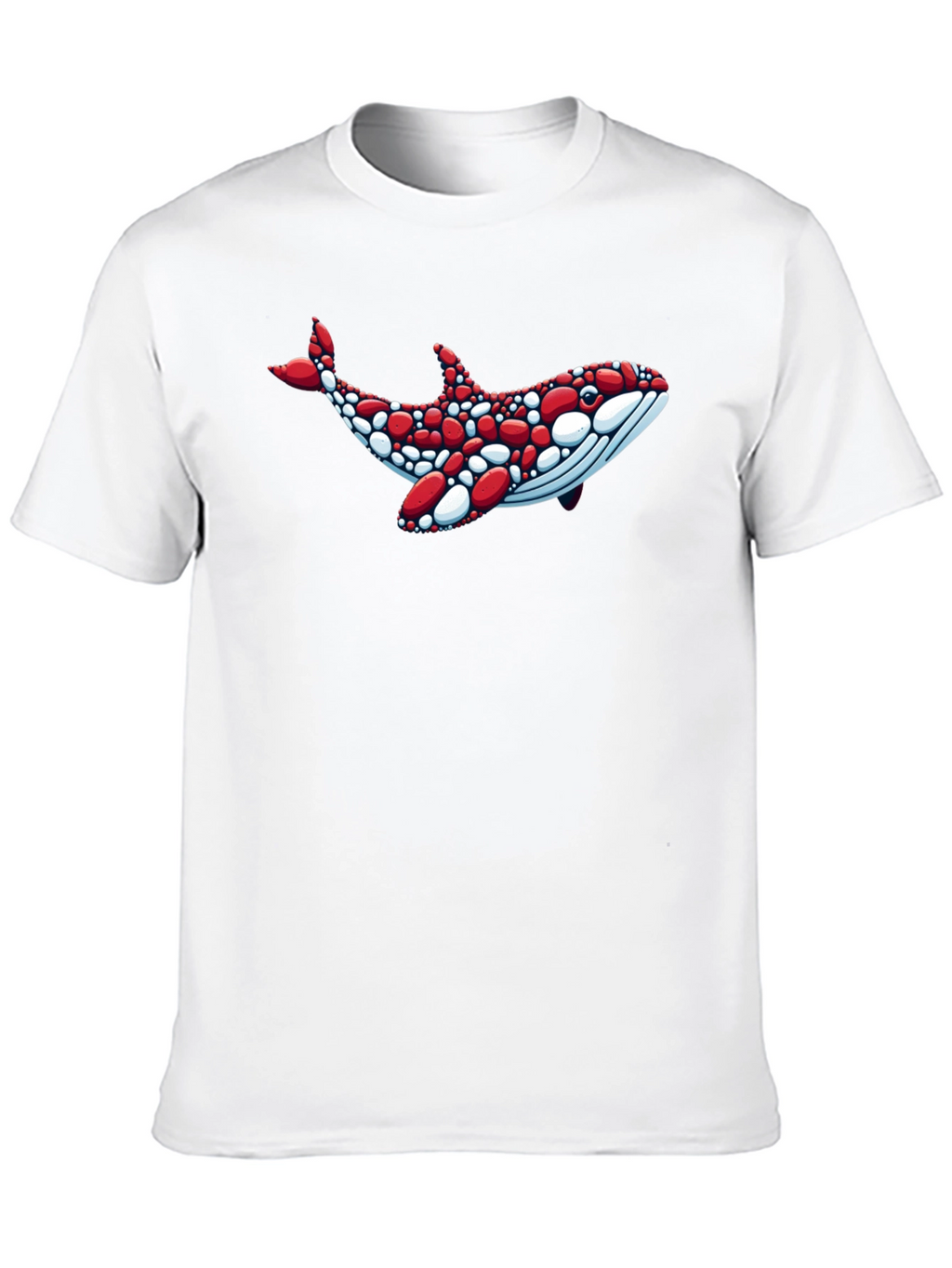 Whale Graphic Tee - Unique Red & White Design