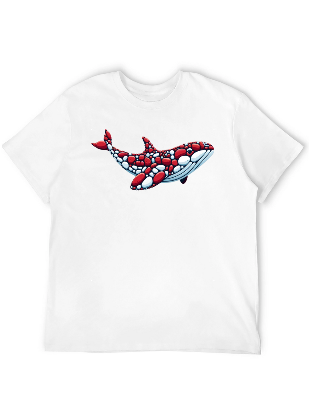 Whale Graphic Tee - Unique Red & White Design