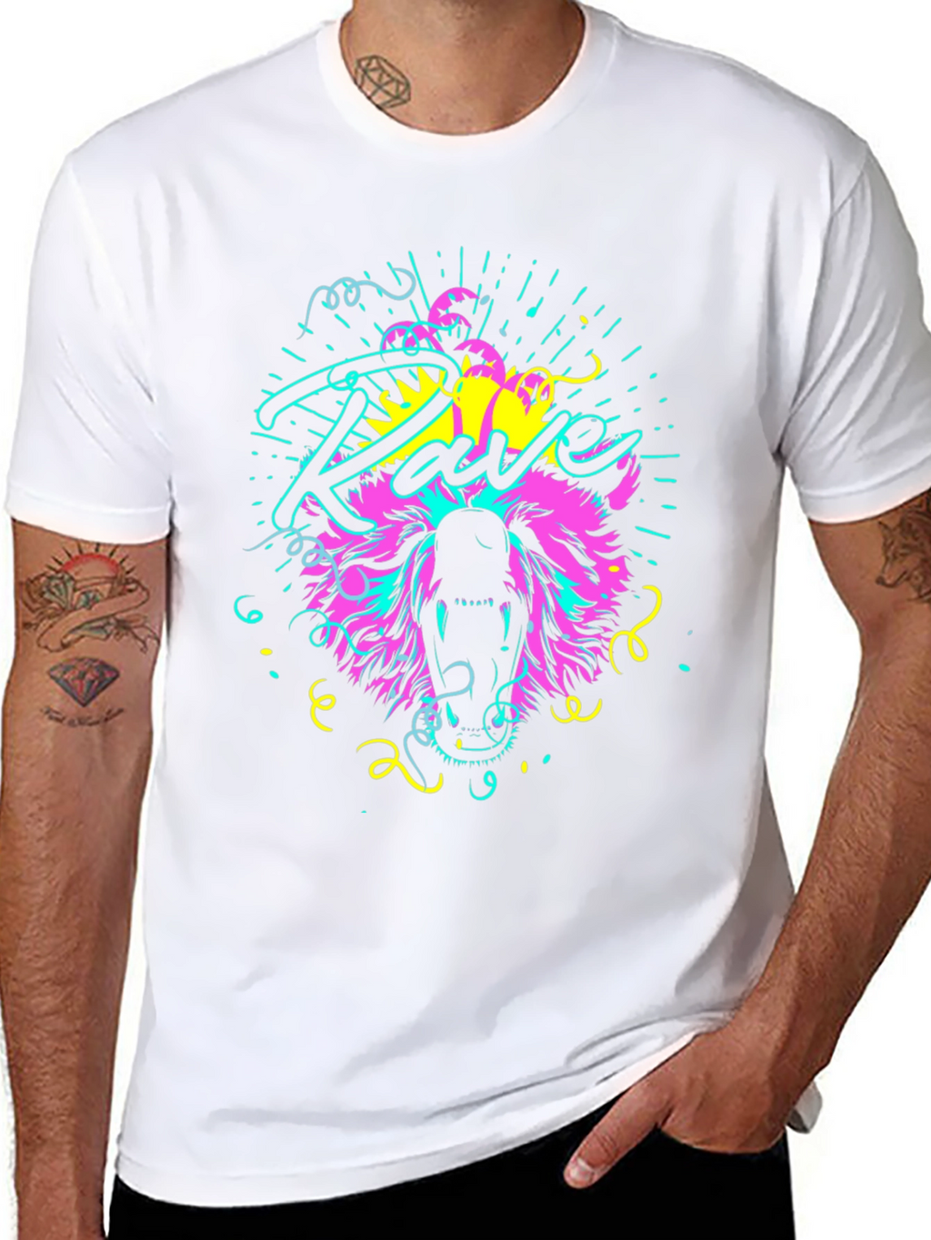 Neon Rave Bear T-Shirt - Bold Graphic Tee