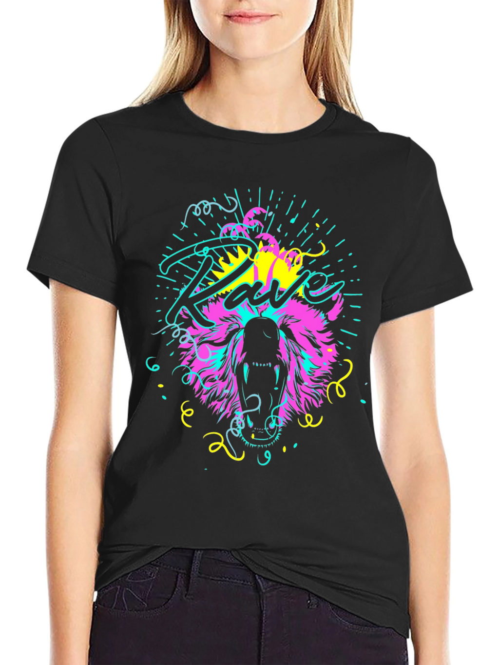 Neon Rave Bear T-Shirt - Bold Graphic Tee