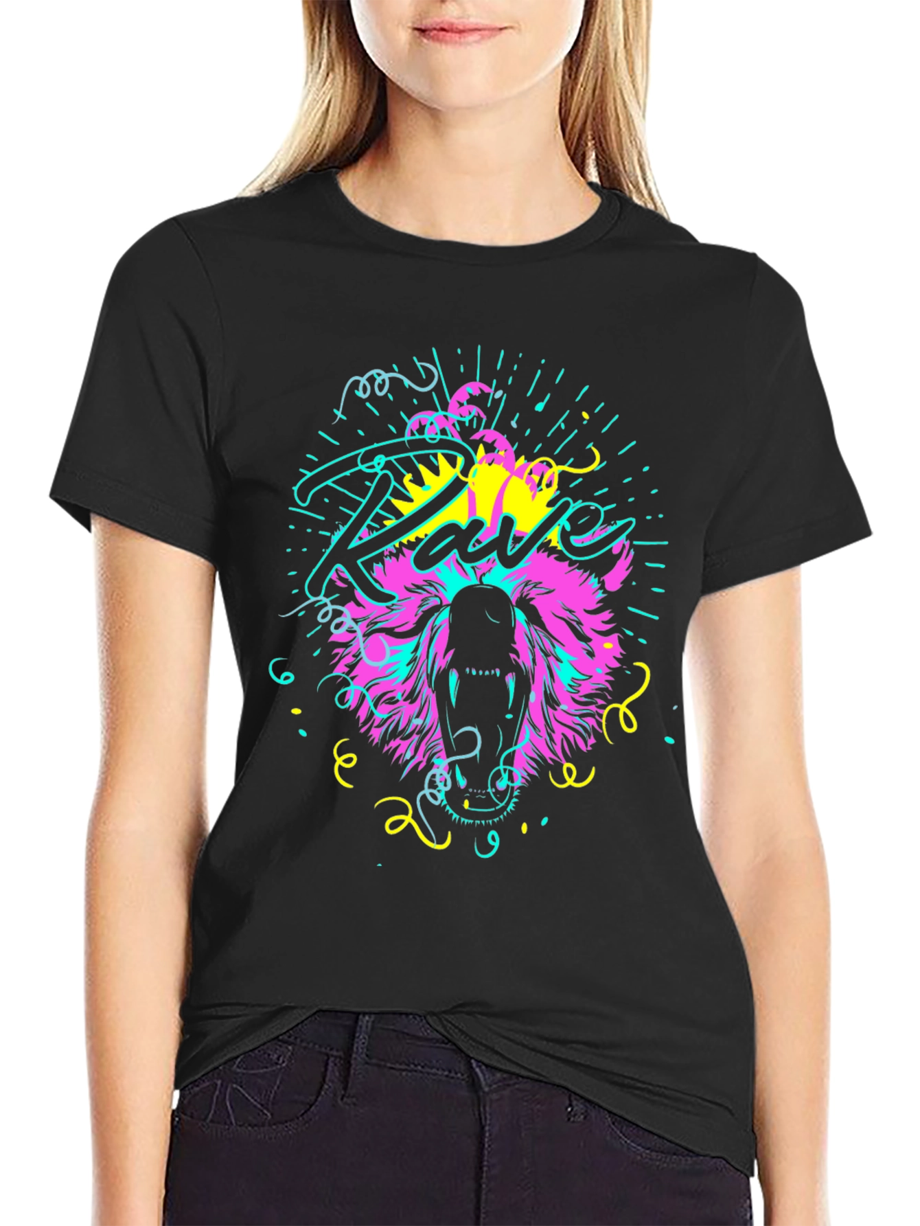 Neon Rave Bear T-Shirt - Bold Graphic Tee