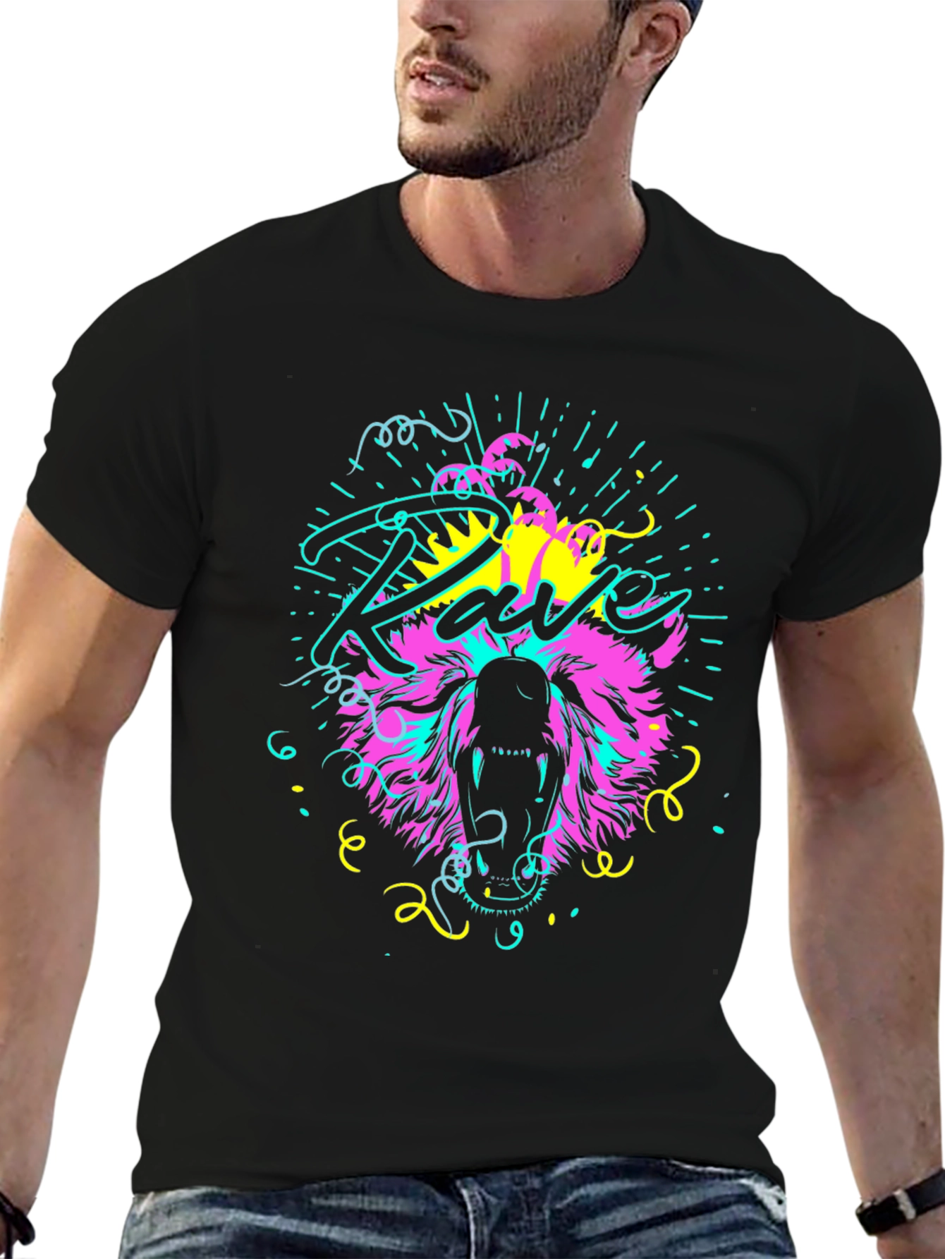 Neon Rave Bear T-Shirt - Bold Graphic Tee