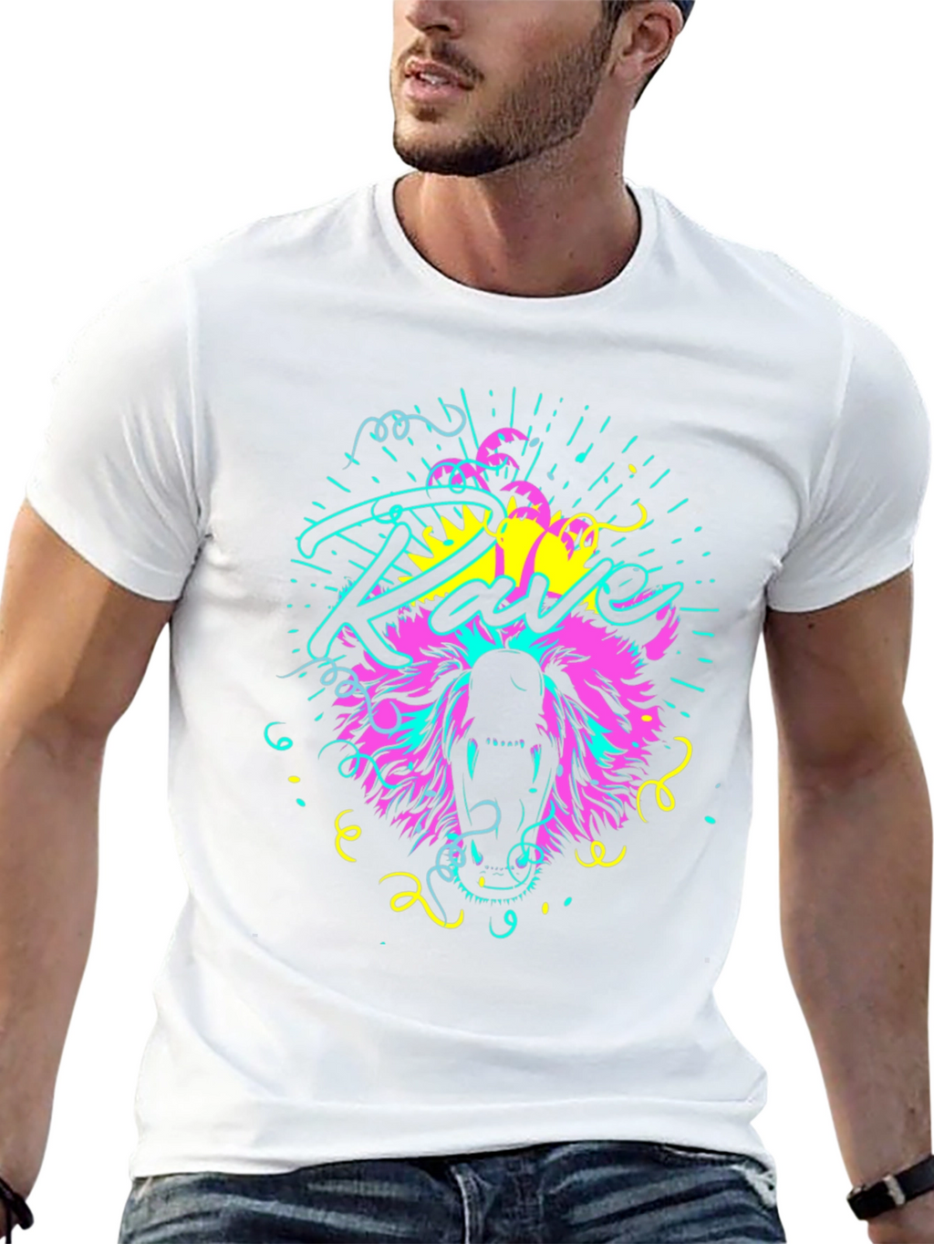 Neon Rave Bear T-Shirt - Bold Graphic Tee