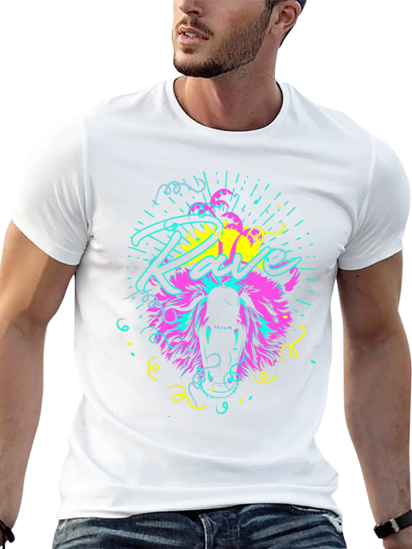 Neon Rave Bear T-Shirt - Bold Graphic Tee