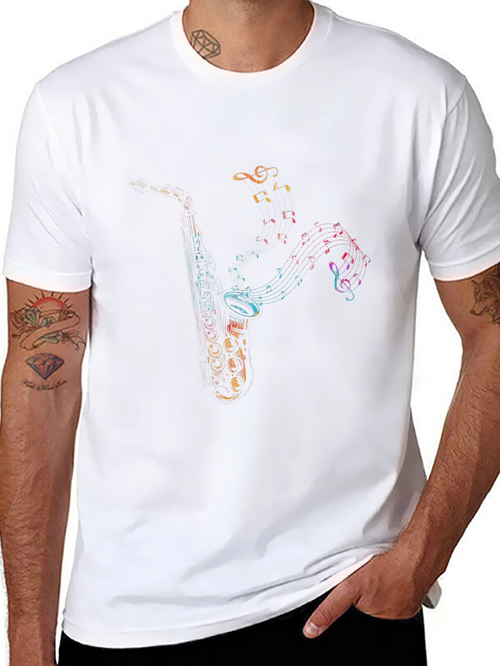 Musical Saxophone Graphic Tee - Cool Musician T-Shirt