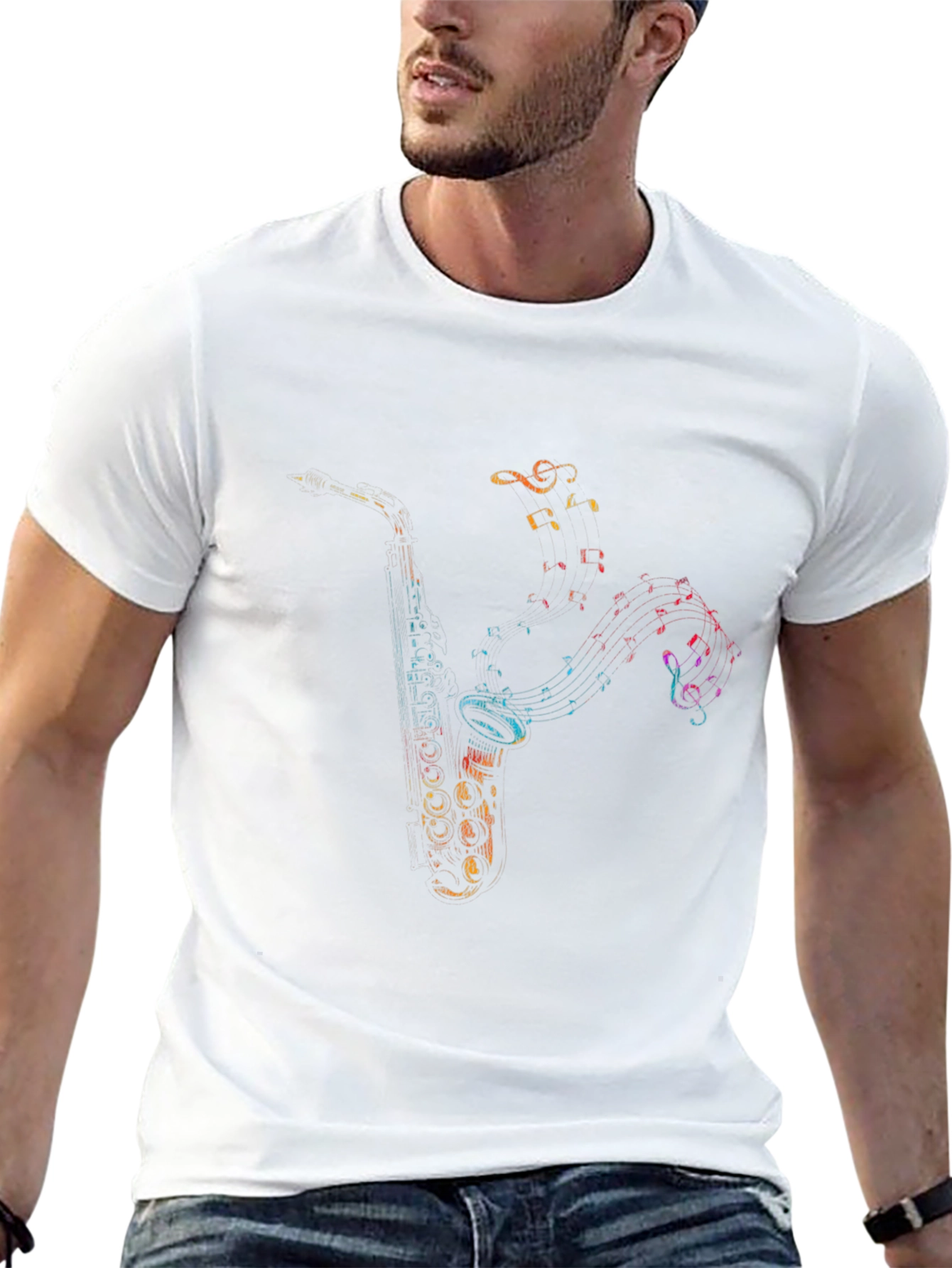 Musical Saxophone Graphic Tee - Cool Musician T-Shirt
