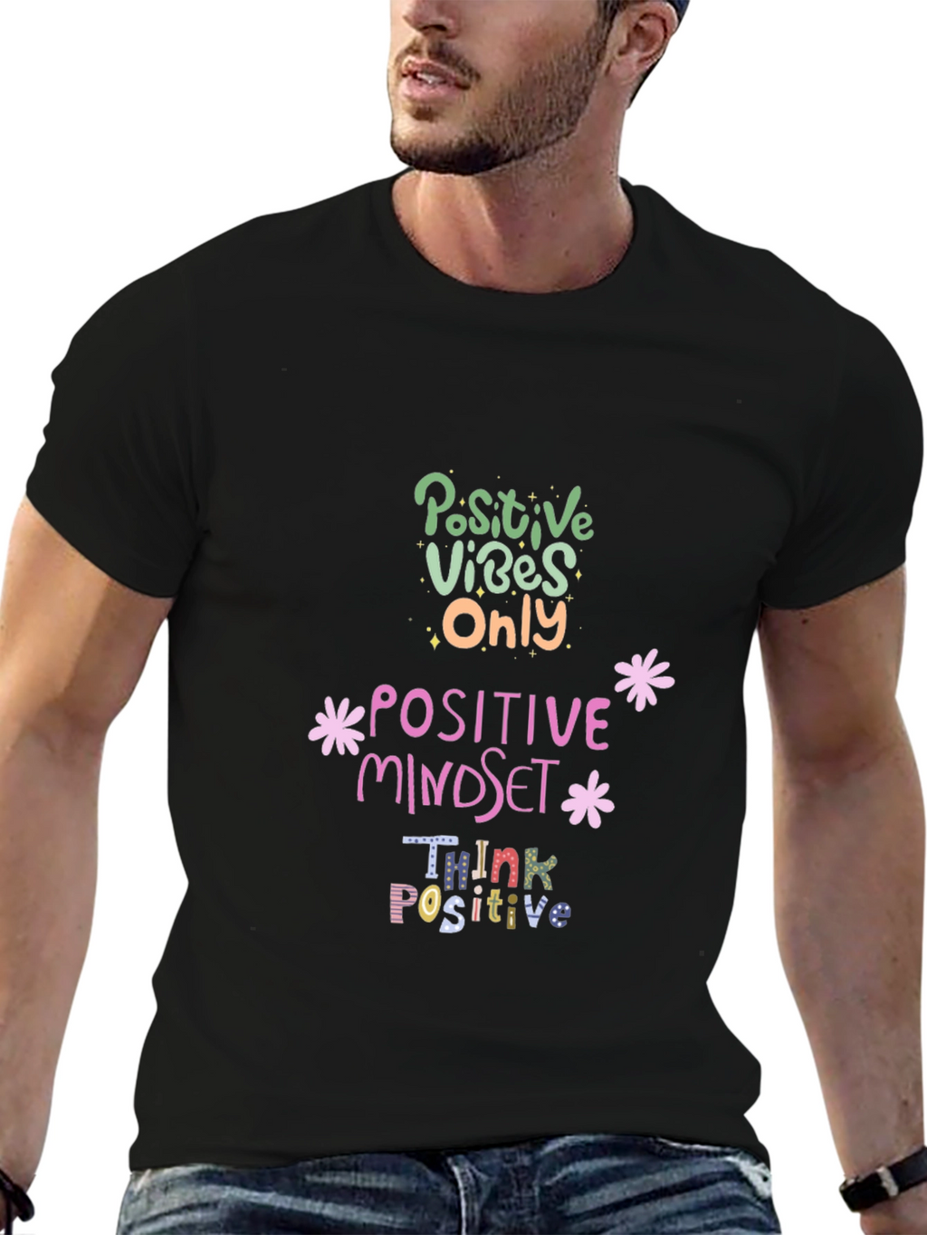 Positive Vibes Graphic Tee - Black