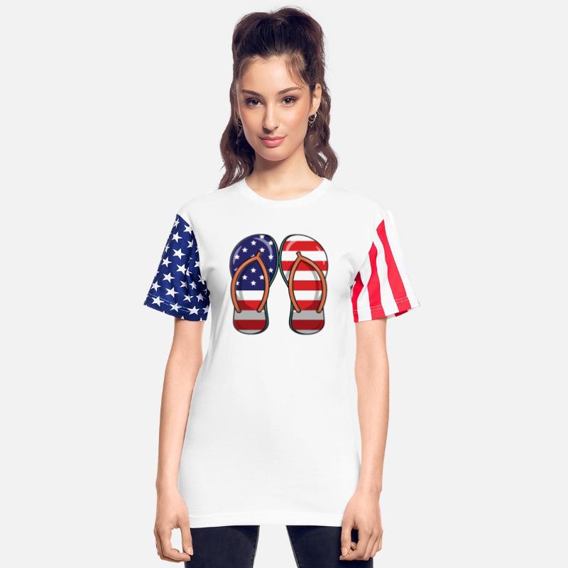 American flag on flip flop sandals