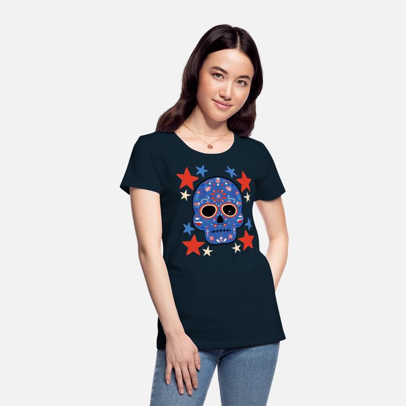 American Patriot Sugar Skull Stars July 4th Flag
