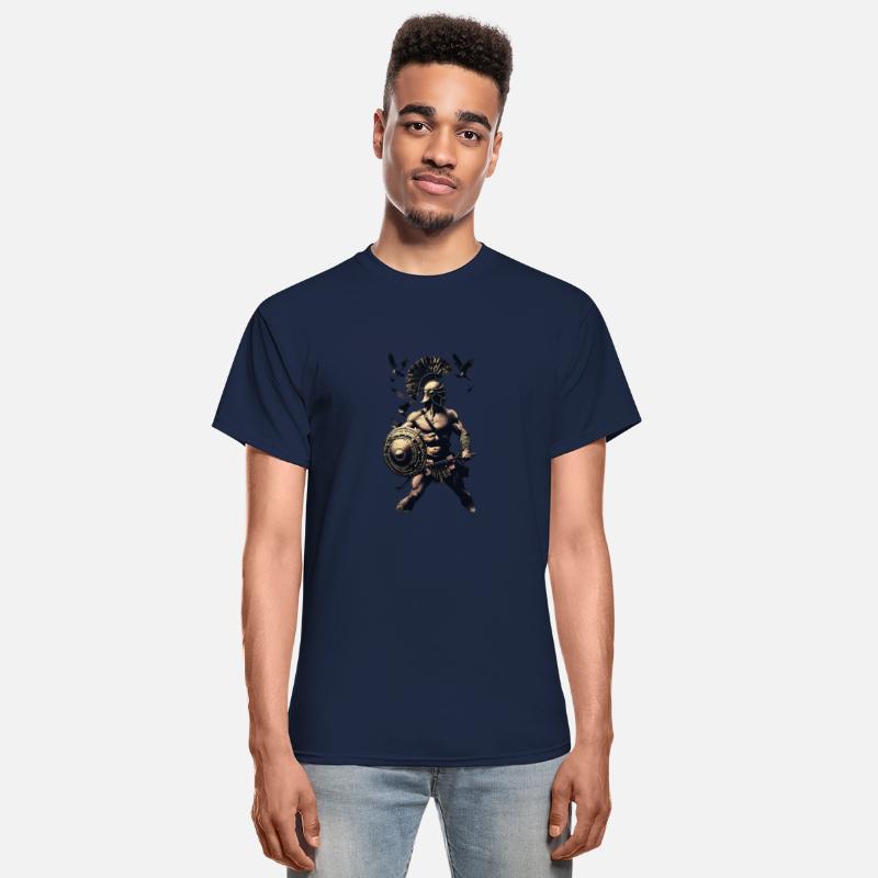 Ancient Warrior In Combat Pose Surrounded By Birds