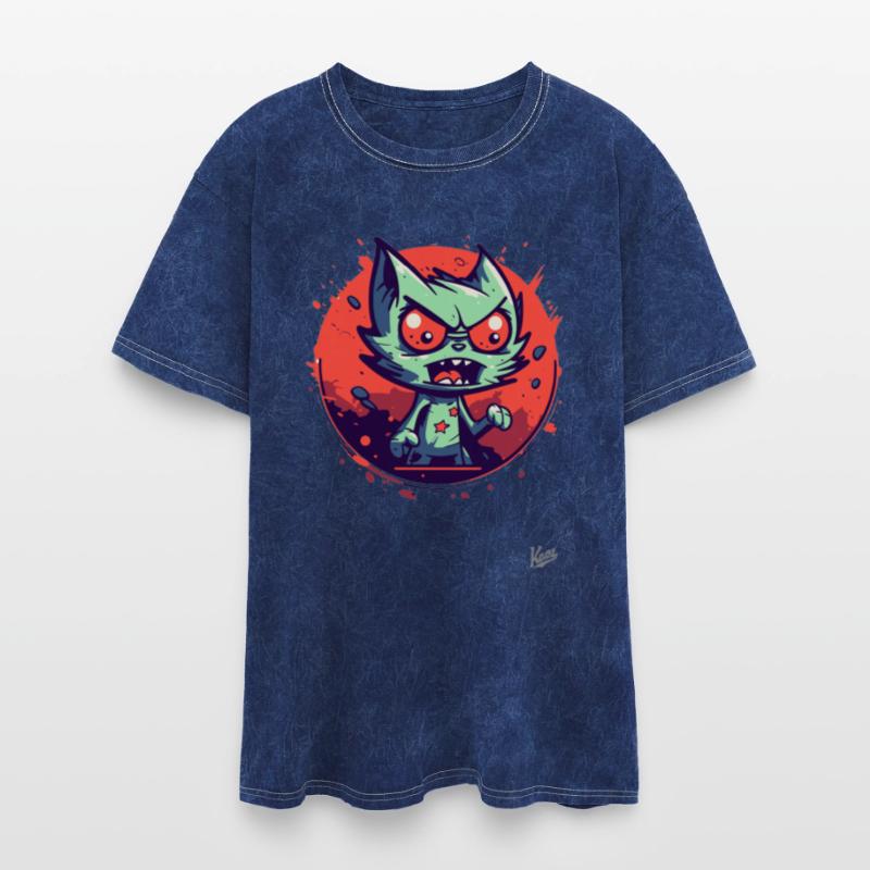 Angry Green Cat with Red Stars