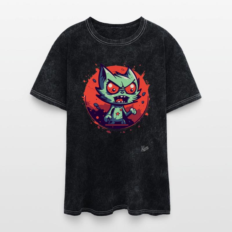 Angry Green Cat with Red Stars