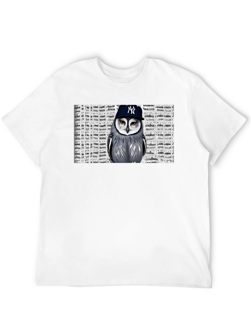 Owl in NY Cap Black T-Shirt