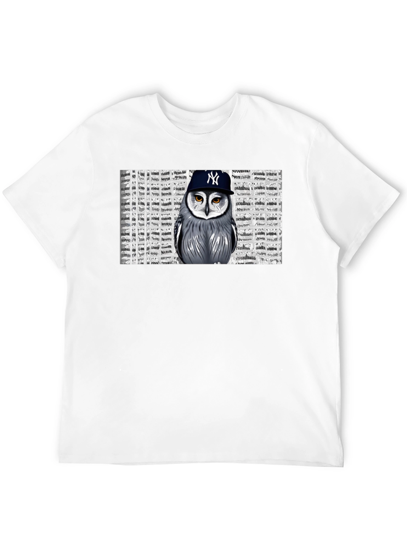 Owl in NY Cap Black T-Shirt