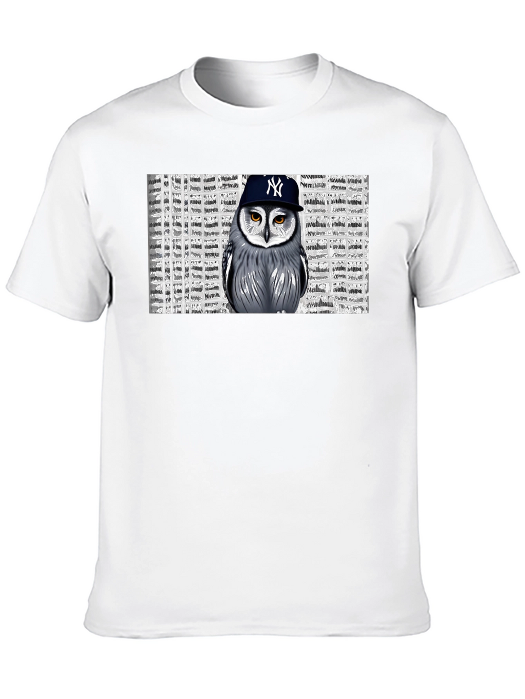 Owl in NY Cap Black T-Shirt