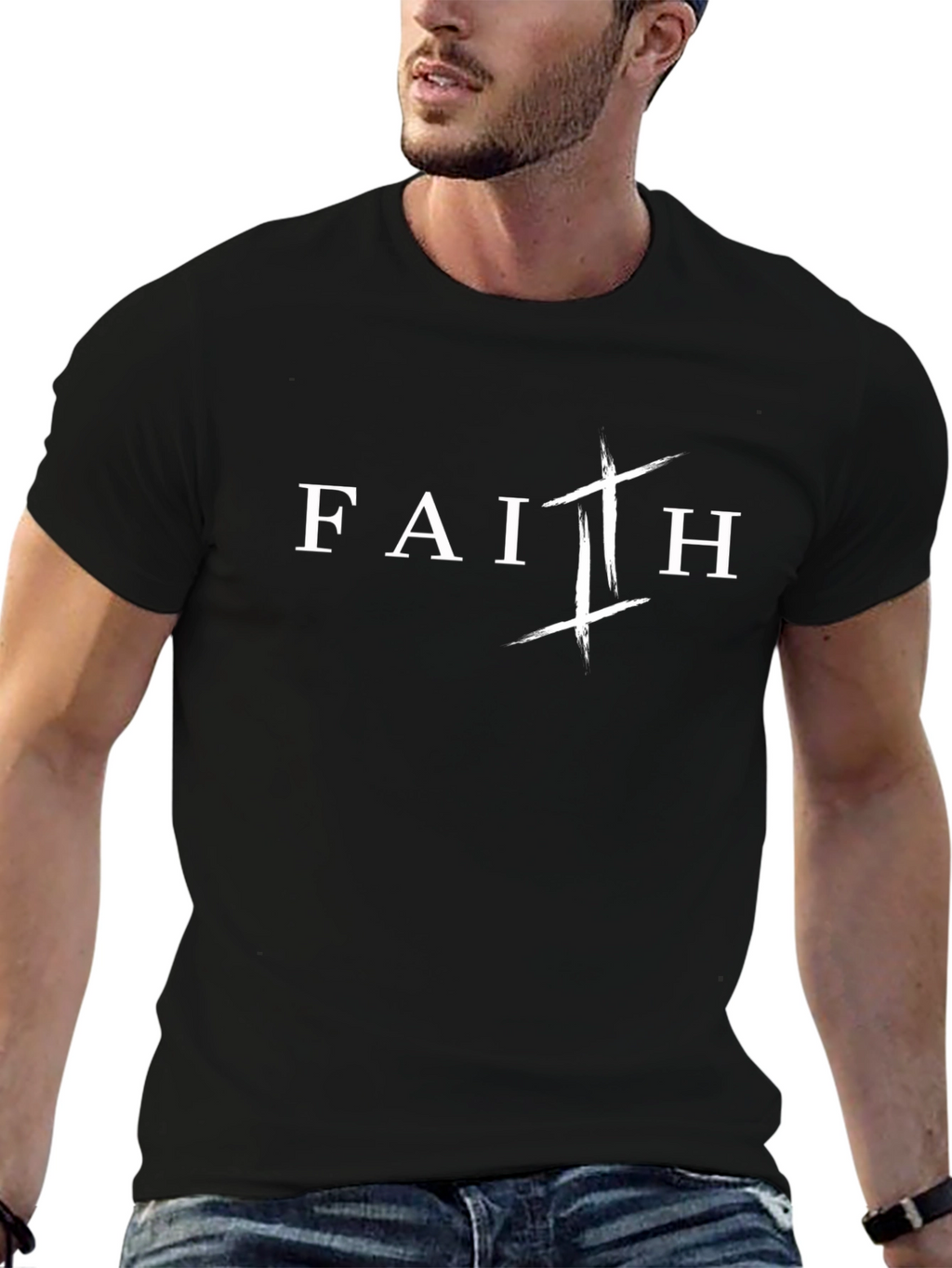 Faith Graphic Print Black T-Shirt