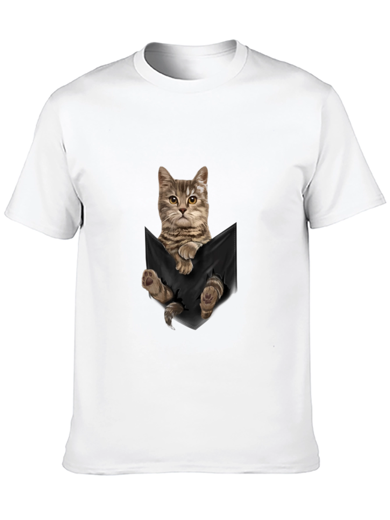 Cat Pocket T-Shirt - Unisex Cute Tee